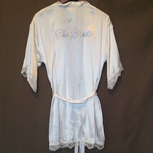 Wedding Day White Satin Bride Robe